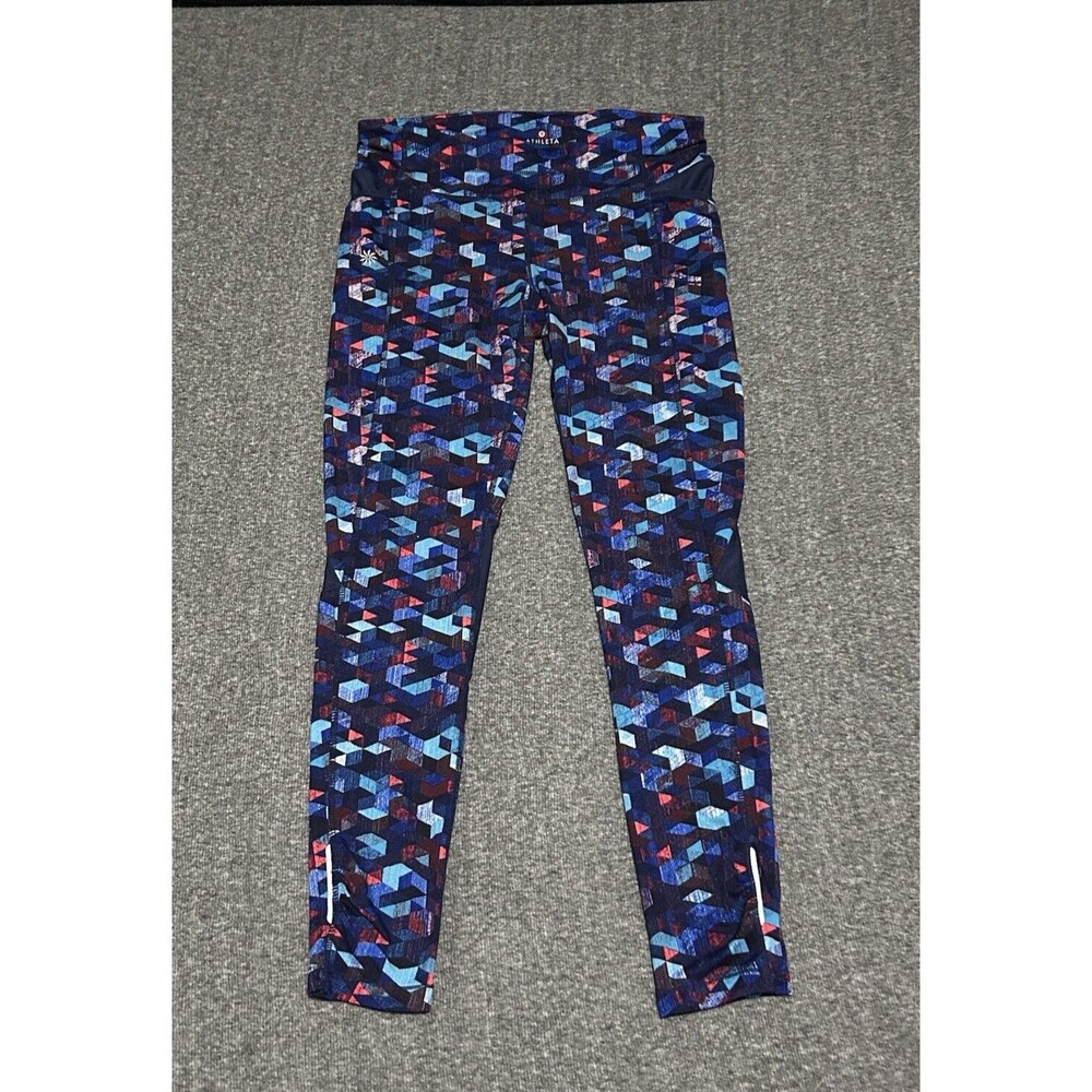 Athleta Be Free Mesh Geometric Triangle Print Full Length Leggings Active (Sz M)